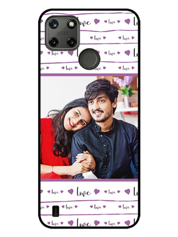 Custom Realme C25Y Custom Glass Mobile Case - Couples Heart Design