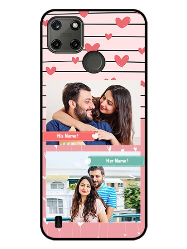 Custom Realme C25Y Custom Glass Mobile Case - Photo with Heart Design