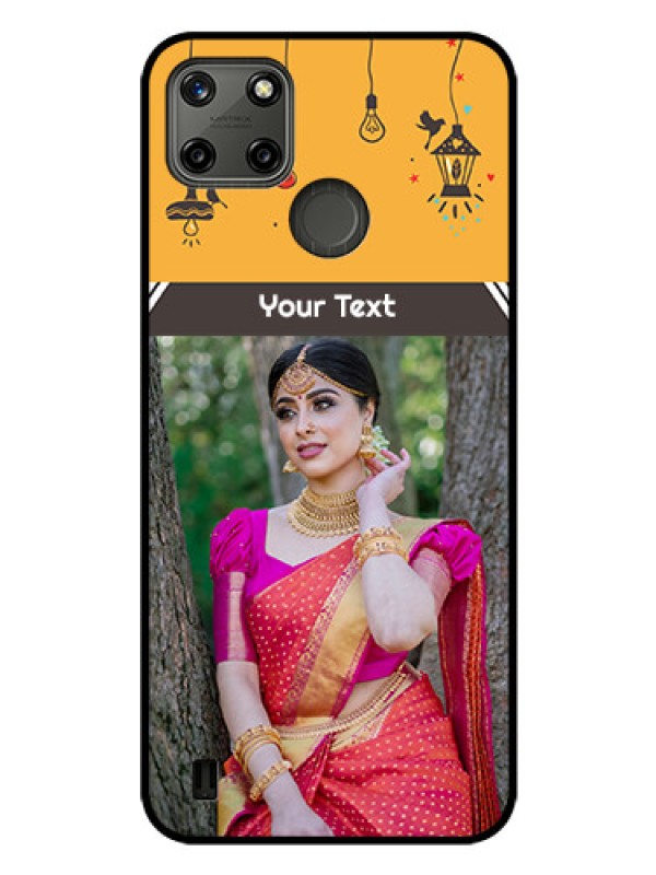 Custom Realme C25Y Custom Glass Mobile Case - with Family Picture and Icons 