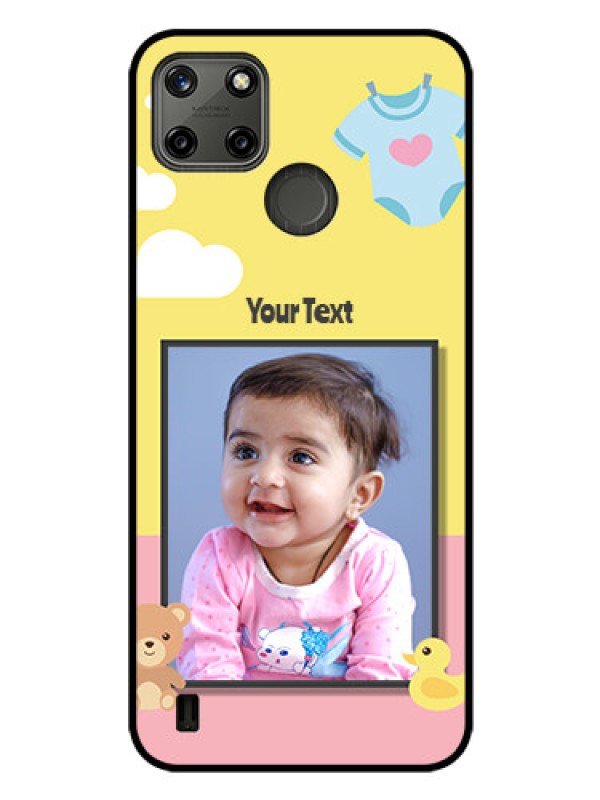 Custom Realme C25Y Photo Printing on Glass Case - Kids 2 Color Design