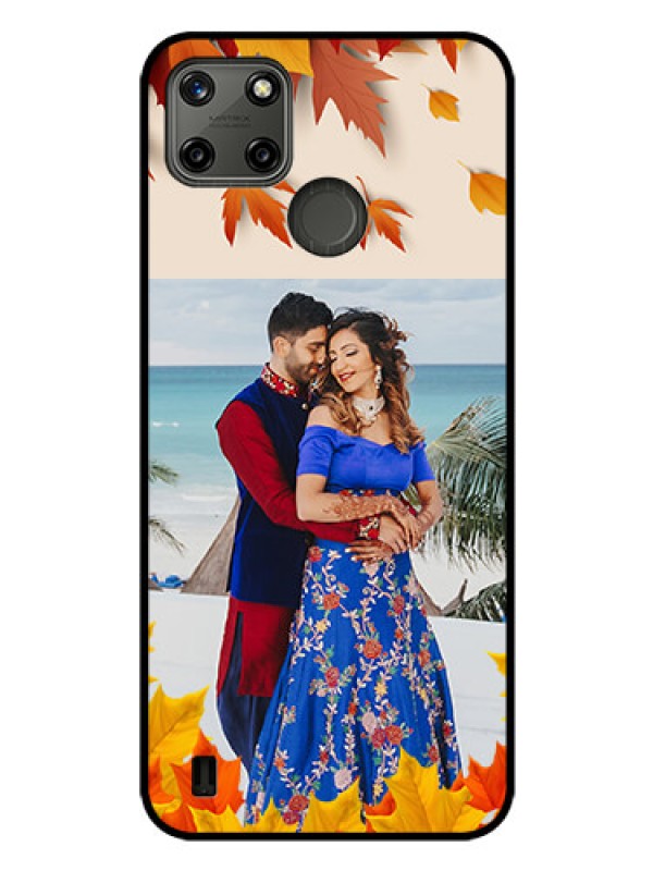 Custom Realme C25Y Photo Printing on Glass Case - Autumn Maple Leaves Design