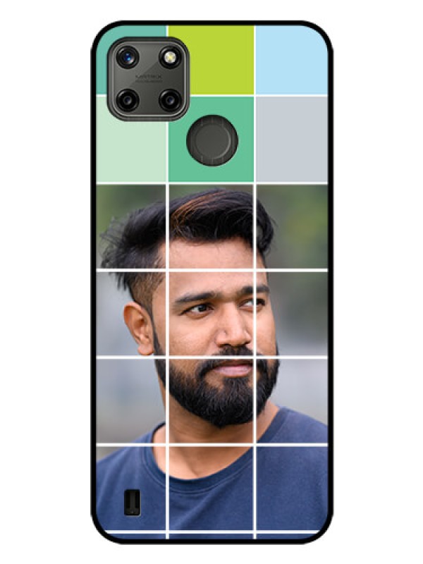 Custom Realme C25Y Photo Printing on Glass Case - with white box pattern 