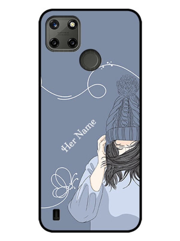 Custom Realme C25Y Custom Glass Mobile Case - Girl in winter outfit Design