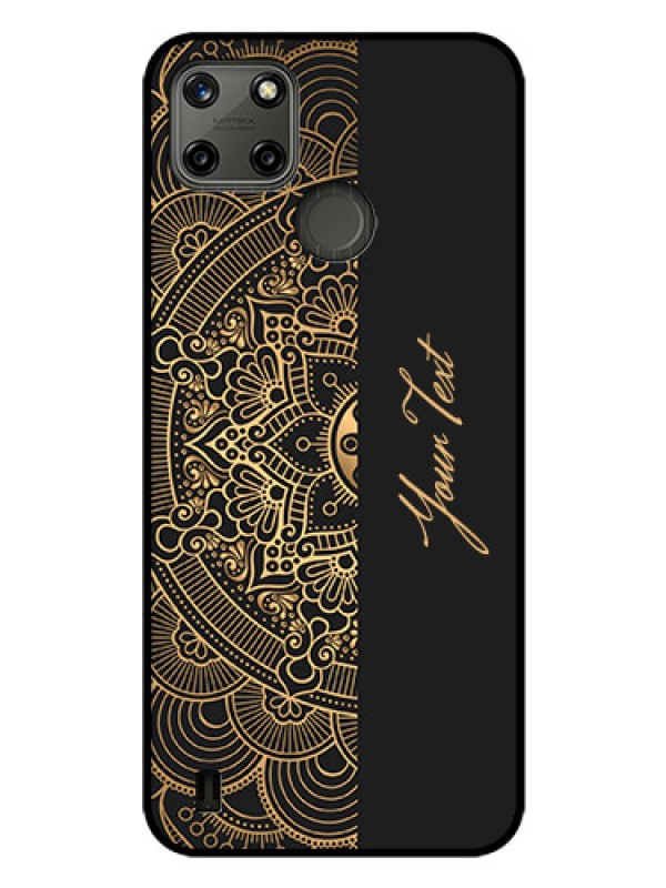 Custom Realme C25Y Photo Printing on Glass Case - Mandala art with custom text Design