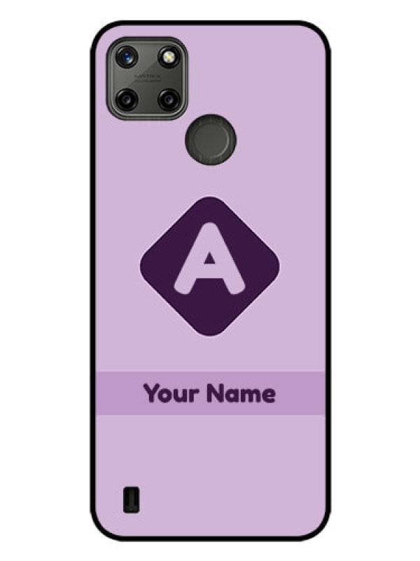 Custom Realme C25Y Custom Glass Mobile Case - Custom Letter in curved badge Design