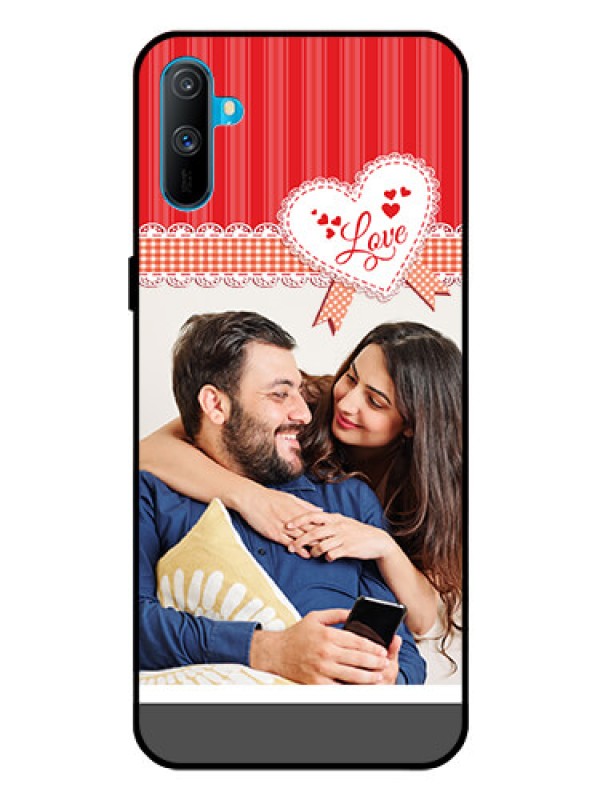 Custom Realme C3 Custom Glass Mobile Case  - Red Love Pattern Design