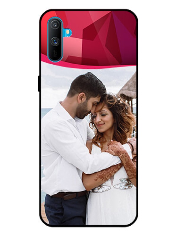 Custom Realme C3 Custom Glass Mobile Case  - Red Abstract Design