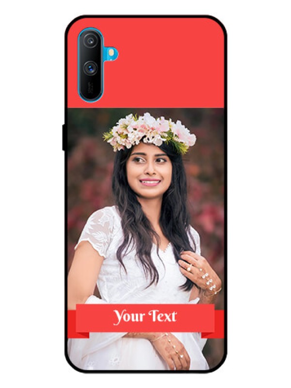 Custom Realme C3 Custom Glass Phone Case  - Simple Red Color Design