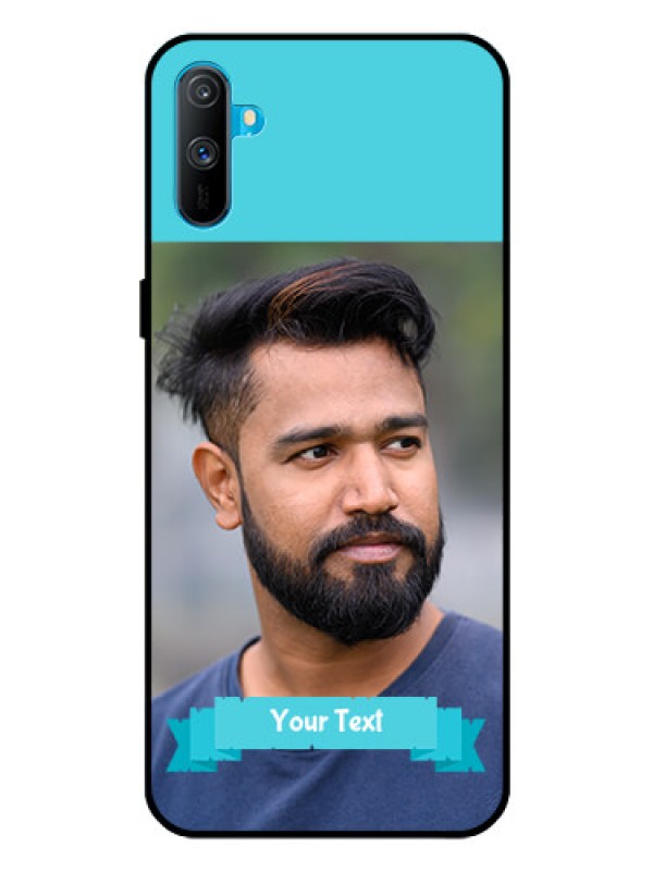 Custom Realme C3 Personalized Glass Phone Case  - Simple Blue Color Design
