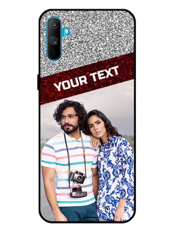 Custom Realme C3 Personalized Glass Phone Case  - Image Holder with Glitter Strip Design