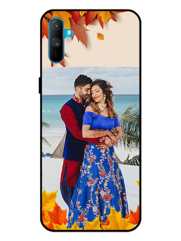 Custom Realme C3 Photo Printing on Glass Case  - Autumn Maple Leaves Design
