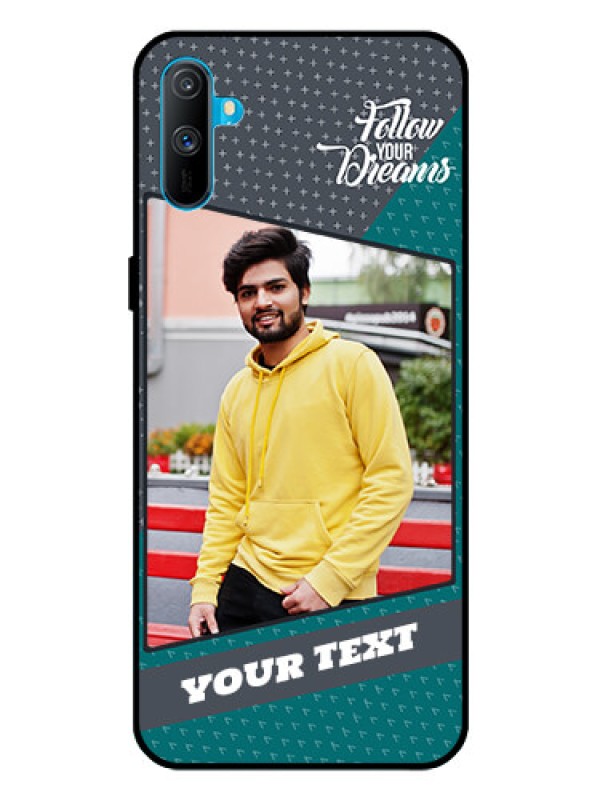 Custom Realme C3 Personalized Glass Phone Case  - Background Pattern Design with Quote