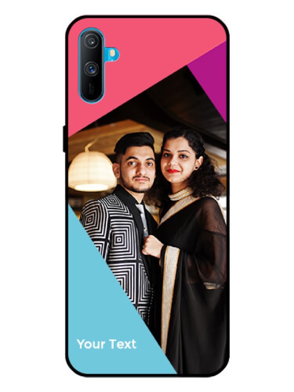 Custom Realme C3 Custom Glass Mobile Case - Stacked Triple colour Design