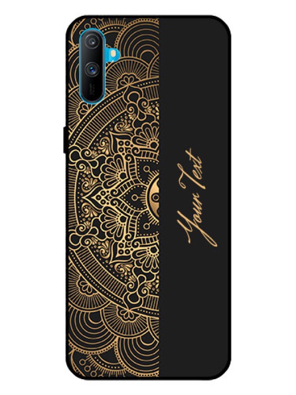 Custom Realme C3 Photo Printing on Glass Case - Mandala art with custom text Design