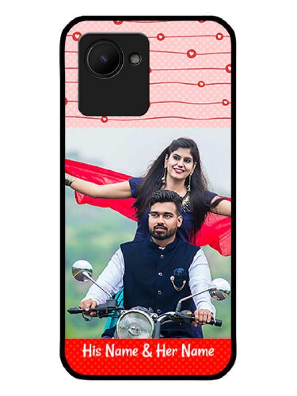 Custom Realme C30 Personalized Glass Phone Case - Red Pattern Case Design