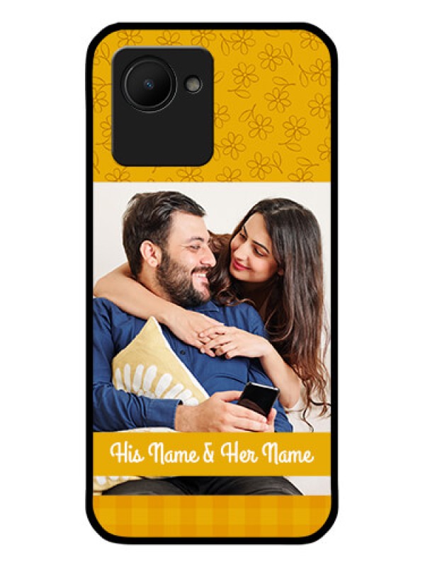 Custom Realme C30 Custom Glass Mobile Case - Yellow Floral Design
