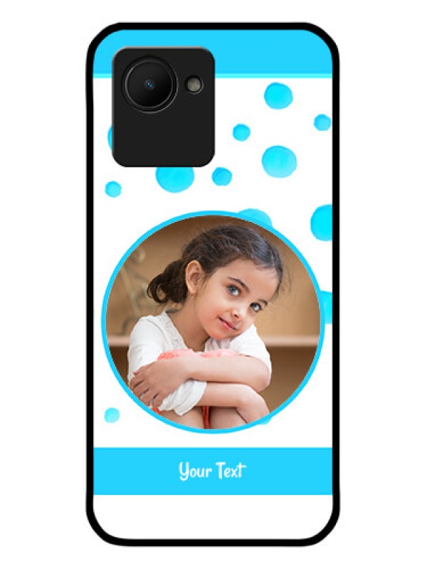 Custom Realme C30 Photo Printing on Glass Case - Blue Bubbles Pattern Design