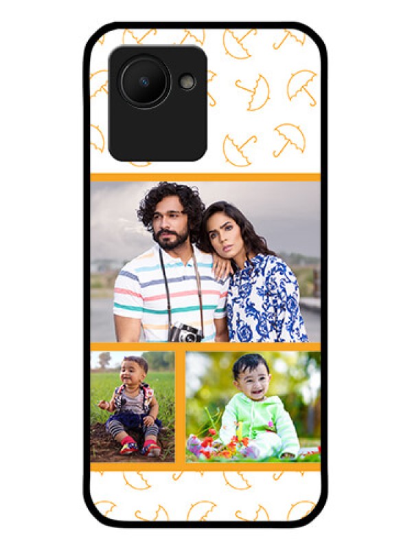Custom Realme C30 Custom Glass Mobile Case - Yellow Pattern Design
