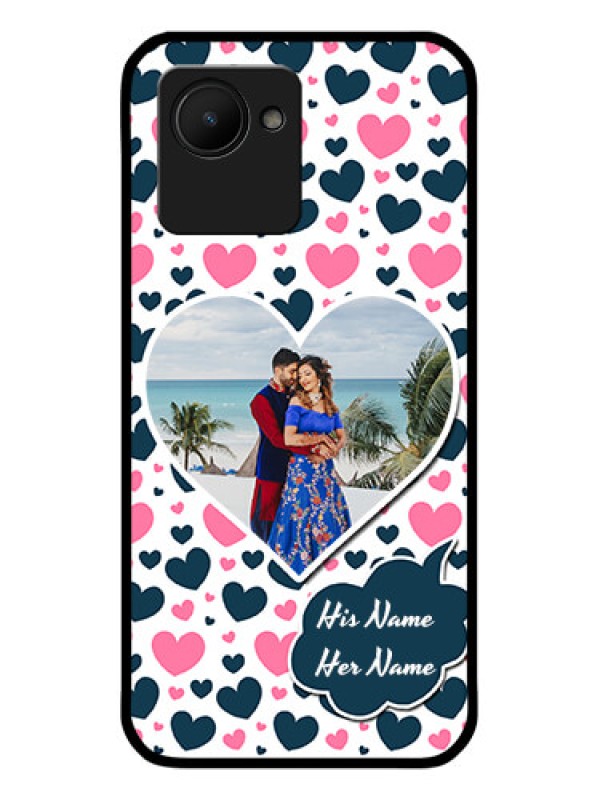 Custom Realme C30 Custom Glass Phone Case - Pink & Blue Heart Design