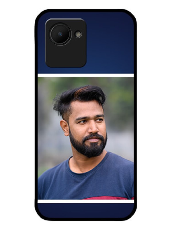 Custom Realme C30 Personalized Glass Phone Case - Simple Royal Blue Design