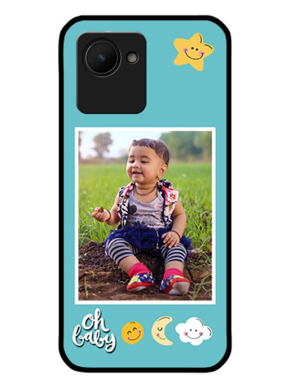 Custom Realme C30 Personalized Glass Phone Case - Smiley Kids Stars Design