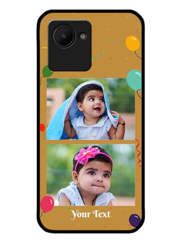 Custom Realme C30 Personalized Glass Phone Case - Image Holder with Birthday Celebrations Design