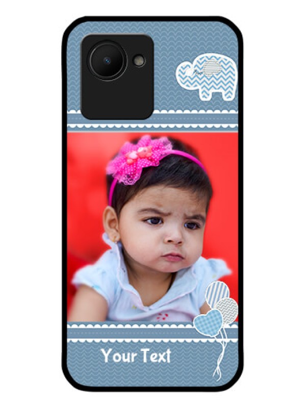 Custom Realme C30 Photo Printing on Glass Case - with Kids Pattern Design