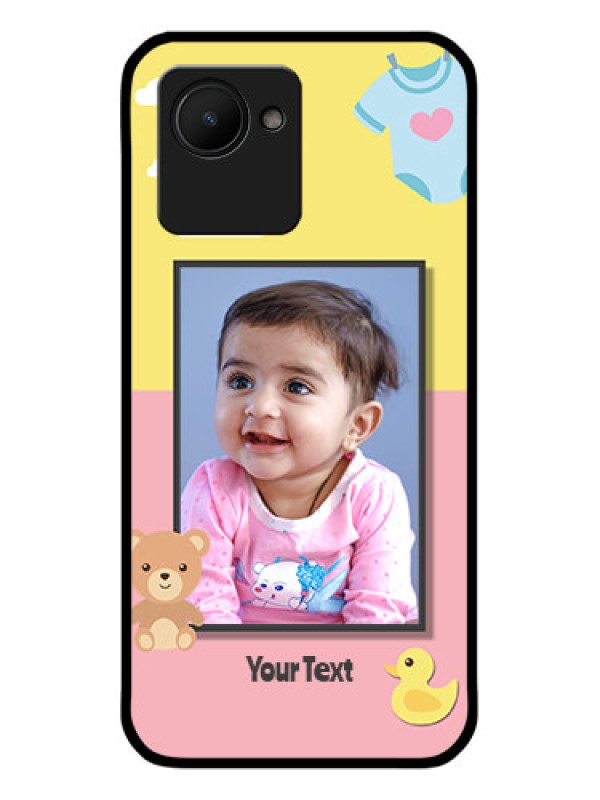 Custom Realme C30 Photo Printing on Glass Case - Kids 2 Color Design