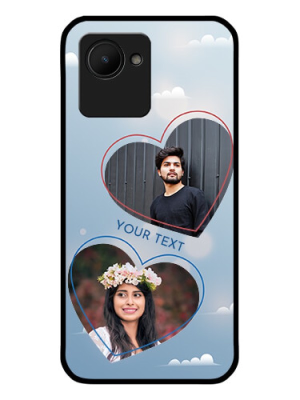Custom Realme C30 Custom Glass Mobile Case - Blue Color Couple Design
