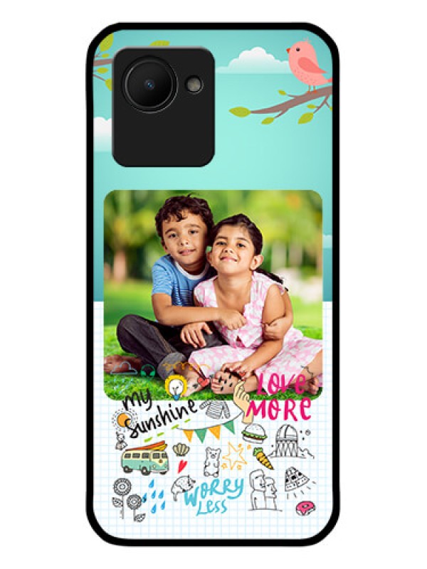 Custom Realme C30 Photo Printing on Glass Case - Doodle love Design