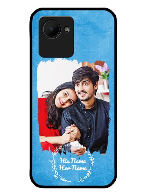 Custom Realme C30 Custom Glass Phone Case - Blue Color Vintage Design