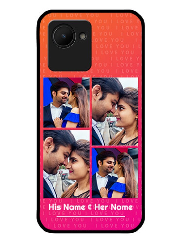 Custom Realme C30 Custom Glass Phone Case - I Love You Pink Design