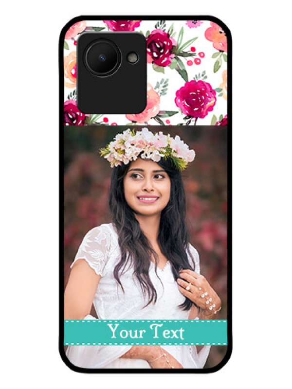 Custom Realme C30 Custom Glass Phone Case - Watercolor Floral Design
