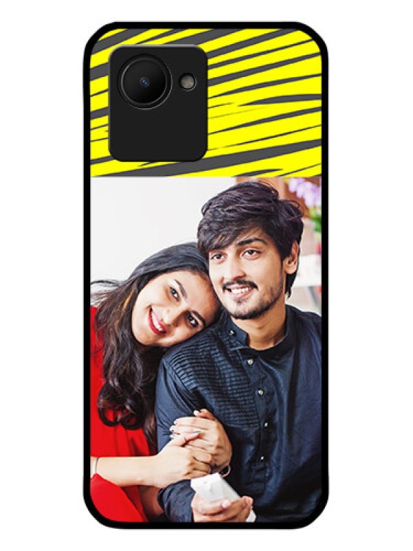 Custom Realme C30 Photo Printing on Glass Case - Yellow Abstract Design