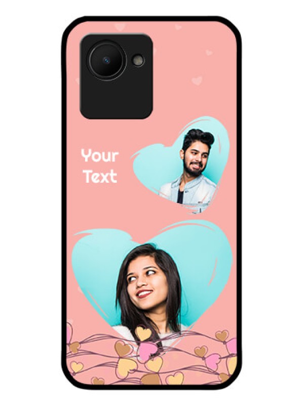 Custom Realme C30 Custom Glass Mobile Case - Love Doodle Design