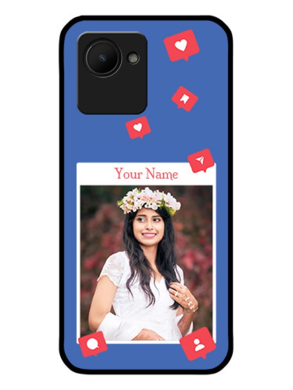 Custom Realme C30 Custom Glass Phone Case - Like Share And Comment Design