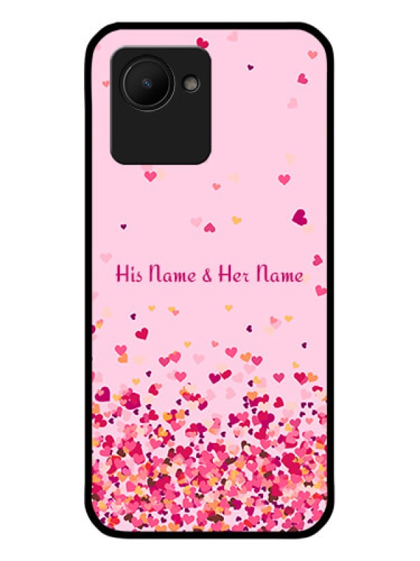 Custom Realme C30 Photo Printing on Glass Case - Floating Hearts Design