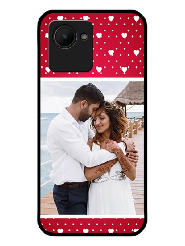 Custom Realme C30s Photo Printing on Glass Case - Hearts Mobile Case Design