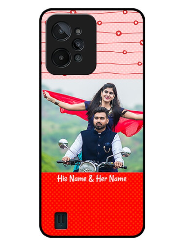 Custom Realme C31 Personalized Glass Phone Case - Red Pattern Case Design