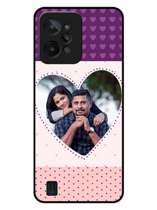 Custom Realme C31 Custom Glass Phone Case - Violet Love Dots Design
