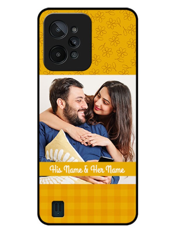 Custom Realme C31 Custom Glass Mobile Case - Yellow Floral Design
