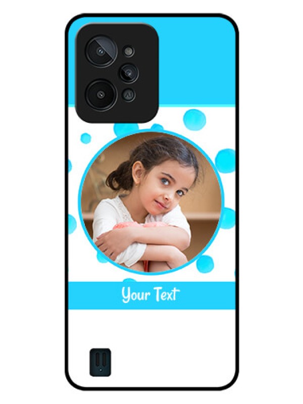 Custom Realme C31 Photo Printing on Glass Case - Blue Bubbles Pattern Design