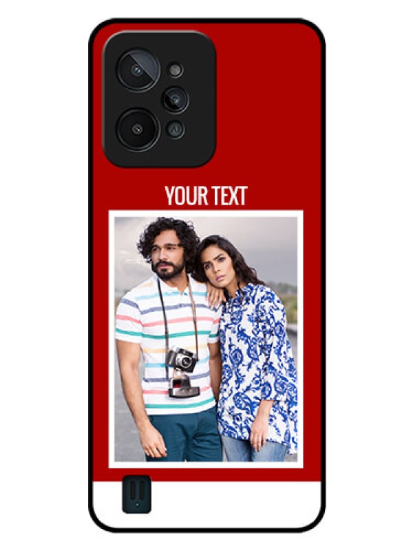 Custom Realme C31 Personalized Glass Phone Case - Simple Red Color Design