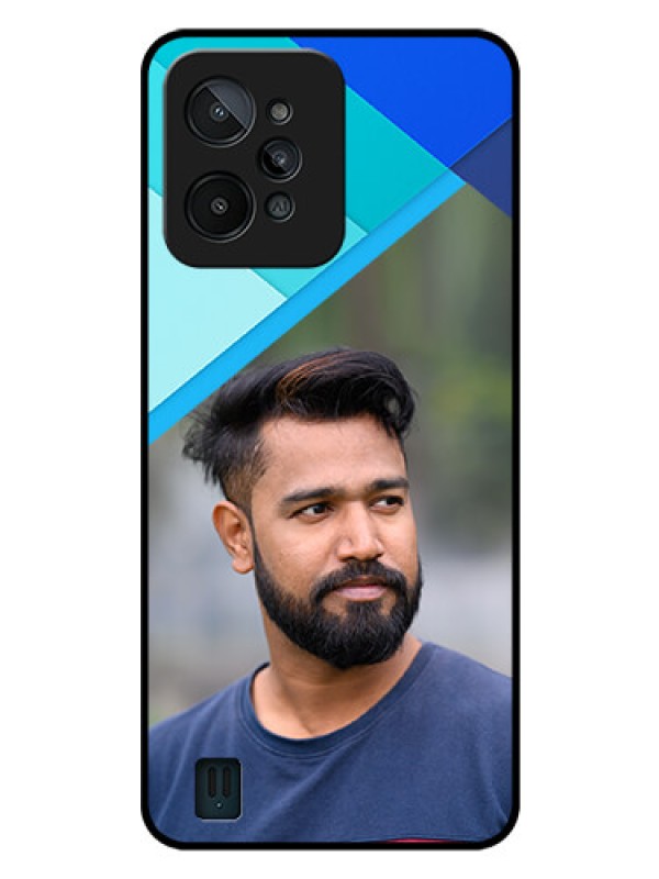 Custom Realme C31 Custom Glass Phone Case - Blue Pattern Design