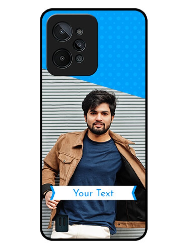 Custom Realme C31 Photo Printing on Glass Case - Simple Blue Color Design