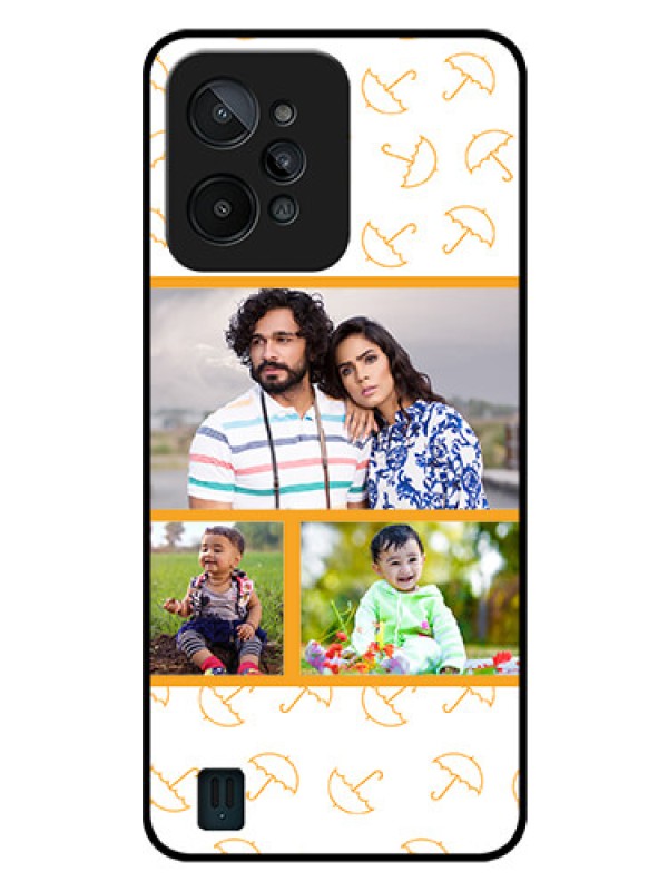 Custom Realme C31 Custom Glass Mobile Case - Yellow Pattern Design