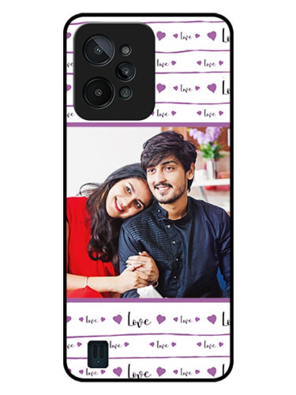 Custom Realme C31 Custom Glass Mobile Case - Couples Heart Design