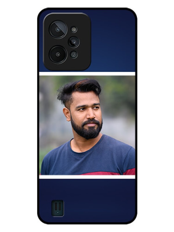 Custom Realme C31 Personalized Glass Phone Case - Simple Royal Blue Design