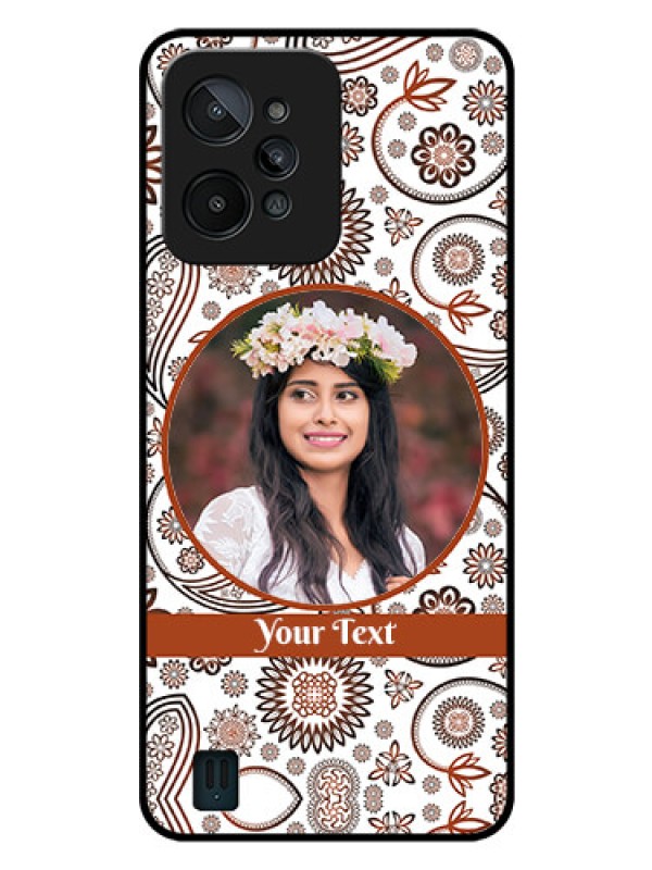 Custom Realme C31 Custom Glass Mobile Case - Abstract Flower Design