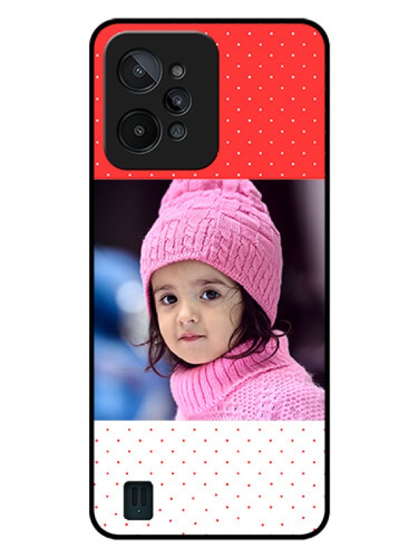 Custom Realme C31 Photo Printing on Glass Case - Red Pattern Design